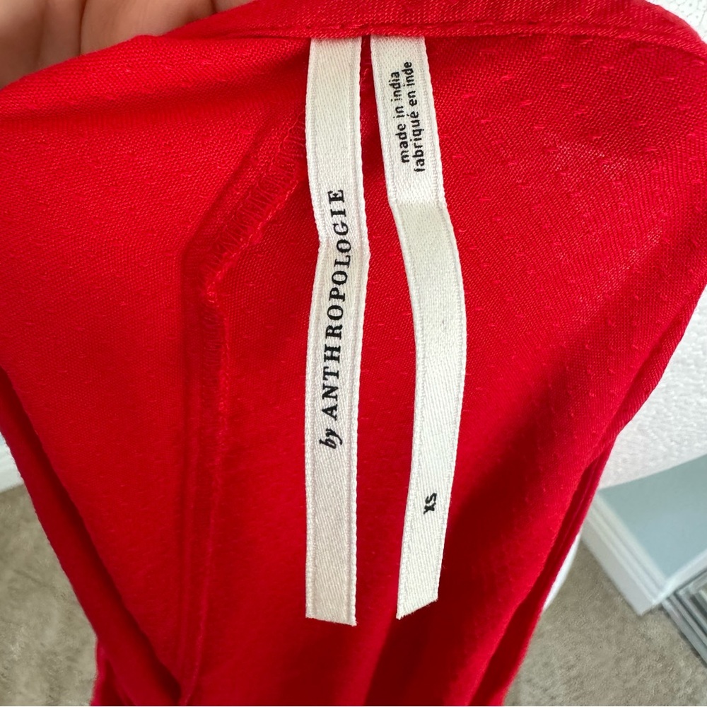 By Anthropologie Tie-Front Cover up Red Dress - Picture 11 of 11